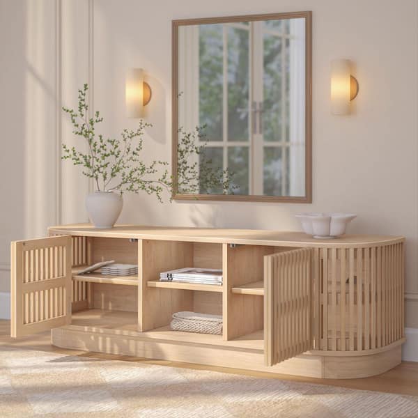 PLANK+BEAM Contour Blonde TV Stand Fits Up to 65 in. with 2