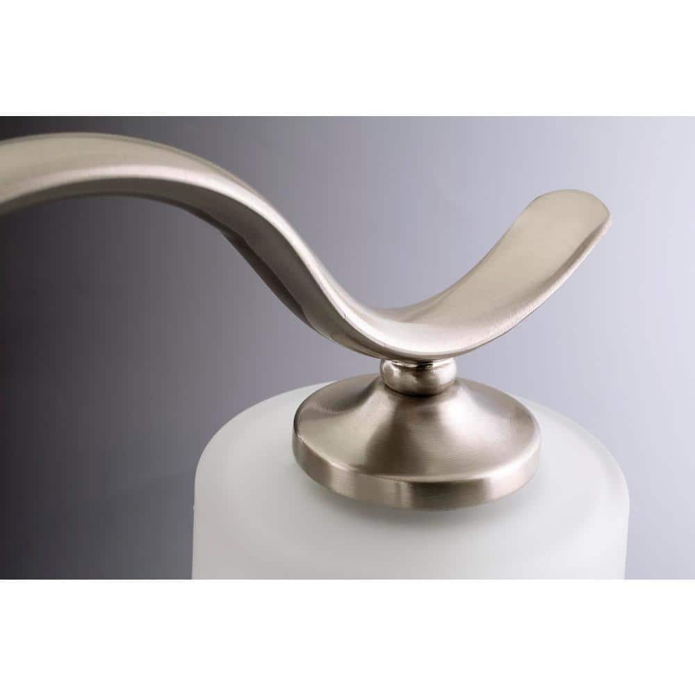 Brushed Nickel 4-Light Bathroom Vanity Fixture with Etched Glass Shades