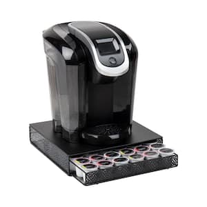 Single Serve Coffee Pod Drawer, 36 Pod Capacity, Countertop Organizer, Metal, 12.75 in. L x 13 in. W x 3 in. H, Black