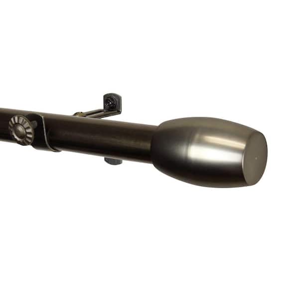 Rod Desyne 28 in. - 48 in. Antique Brass Telescoping Single Curtain Rod Kit with Harley Finial