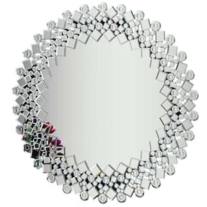 22.8 in. x 22.8 in. Round Decorative Gorgeous Silver Accent Wall Mounted Mirror