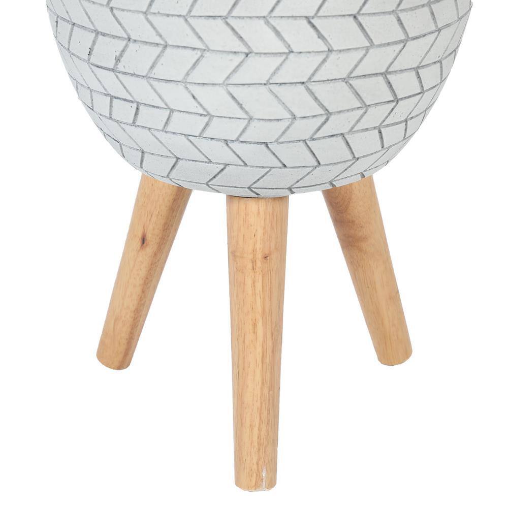 Optical Illusion White Cube 12" Indoor Planter with Wooden Tripod Stand