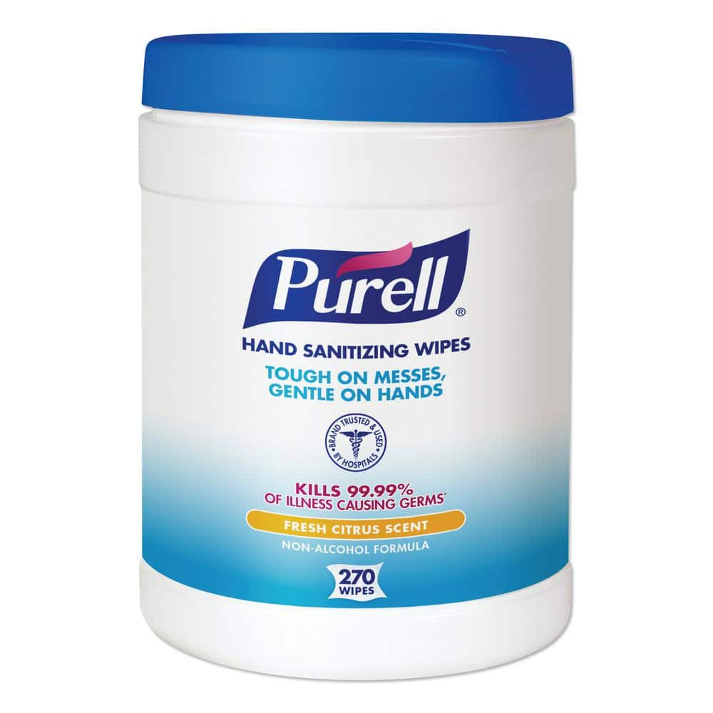 PURELL 6 in. x 6-3/4 in. White Sanitizing Hand Wipes (270/Canister, 6 Canisters/Carton)