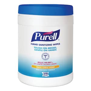 6 in. x 6-3/4 in. White Sanitizing Hand Wipes (270/Canister, 6 Canisters/Carton)