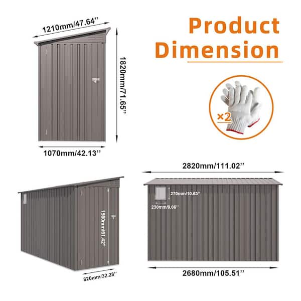 4 ft. W x 9 ft. D Metal Outdoor Storage Shed with Sloping Roof, 2