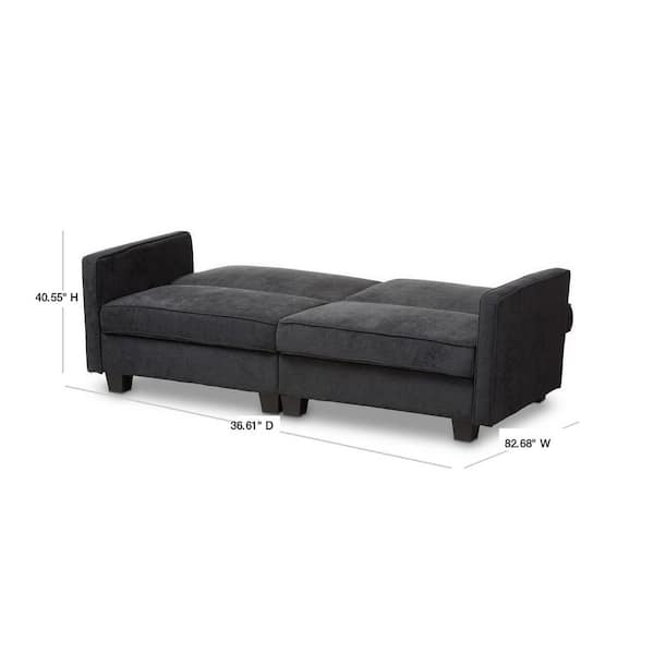 Forbyde jury øjeblikkelig Baxton Studio Felicity 82.7 in. Dark Gray Polyester 3-Seater Twin Sleeper  Sofa Bed with Square Arms 146-8971-HD - The Home Depot