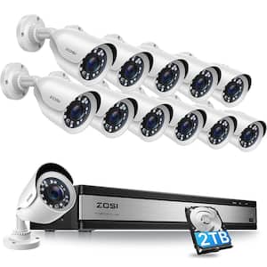 16-Channel 1080p 2TB DVR Security Camera System with 12 Wired Dome Cameras