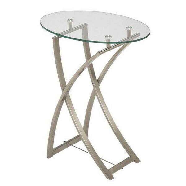 Filament Design Catherine Clear Tempered Glass Oval End Table in Polished Chrome