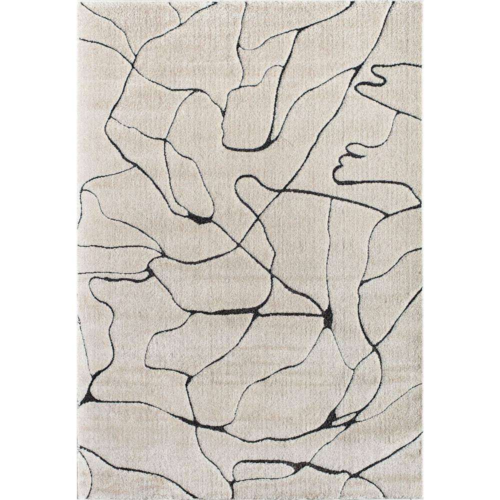 96" Round Tan Synthetic Stain-Resistant Area Rug