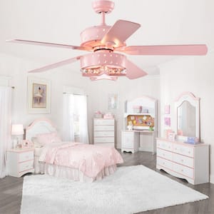 Funder 52 in. Indoor Star Pink Lighted Remote Controlled Ceiling Fan with Light Kit