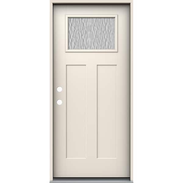 36 in. x 80 in. Right-Hand 1/4 Lite Craftsman Vapor HammeMesa Red Glass Primed Fiberglass Prehung Front Door