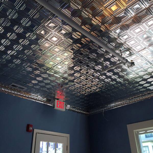 From Plain to Beautiful in Hours 2-ft x 2-ft Cubism Satin Black Steel Drop Ceiling Tile (6-Pack, 24-sq ft / Case)