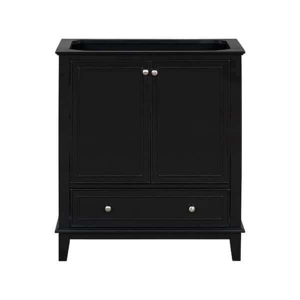 30 in. Bath Vanity Cabinet without Top in Black with 2 Doors and One Drawer, Solid Frame and MDF Board