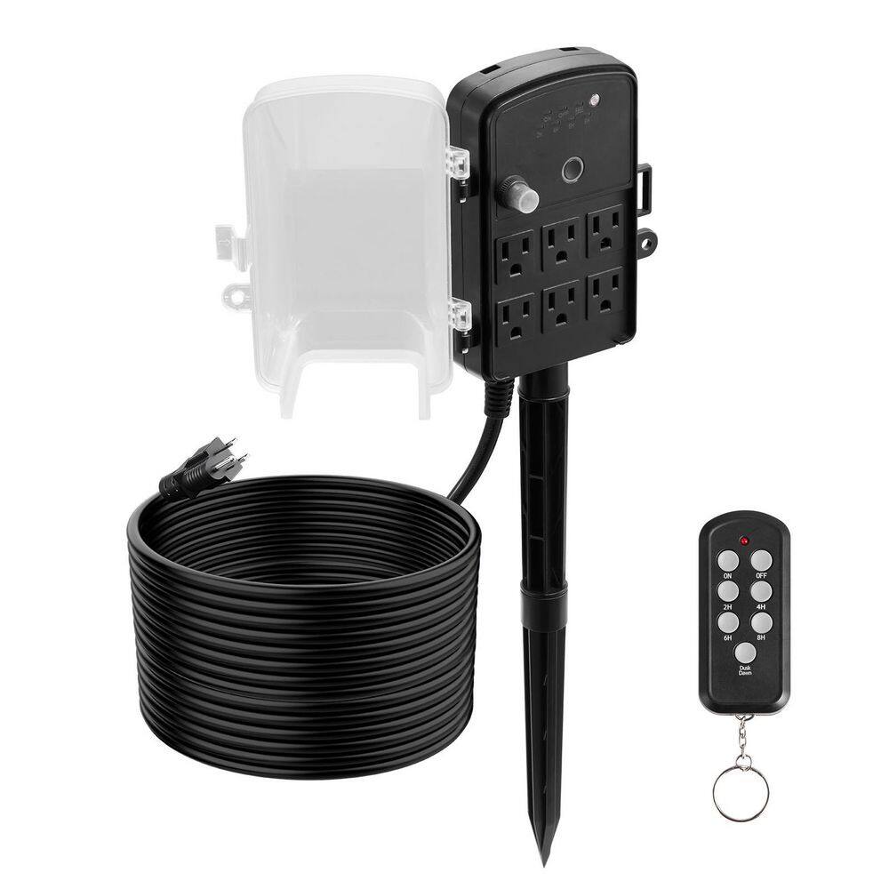 50FT. Outdoor Power Stake, Weatherproof Power Strip with Cover & Timer, 6 Outlets, 1875W/15A, Garden Lights Ready price history on PriceWatchPro