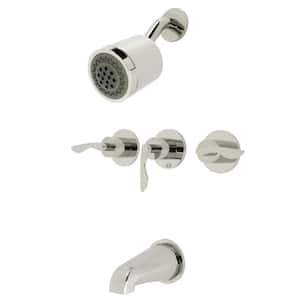Serena Triple Handle 2-Spray Tub and Shower Faucet 2 GPM with Corrosion Resistant in Polished Nickel