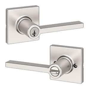 Casey Satin Nickel Keyed Entry Door Handle Featuring SmartKey Technology and Microban