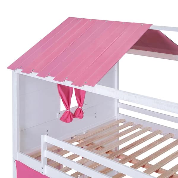 Harper & Bright Designs White Twin over Twin Wood Bunk Bed with