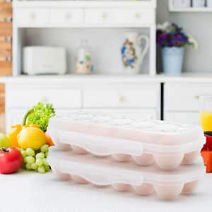 Stackable Transparent Plastic Egg Storage Container for Refrigerator with Lid and Safety Buckle, 2 Pack
