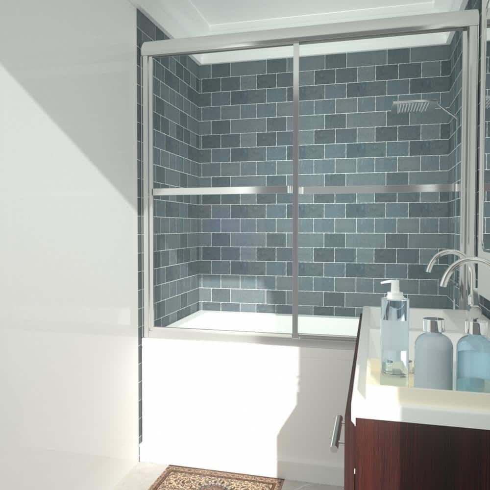 59'' Chrome Framed Sliding Tub Door with Clear Glass