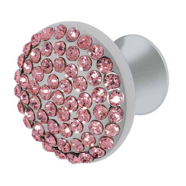 Wisdom Stone Vivacite 1-1/4 in. Chrome with Pink Crystal Cabinet Knob