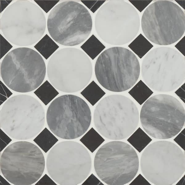 Bedrosians Modni 14 in. x 14 in. Honed Cool Blend Marble Mosaic Tile (12.89 sq. ft./Case)