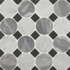 Modni Square 13 in. x 13 in. Honed Cool Blend Marble Mosaic Tile (12.89 sq. ft./Case)