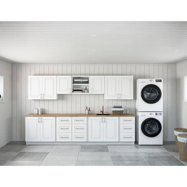 Greenwich Verona White Plywood Shaker Stock Ready to Assemble Kitchen-Laundry Cabinet Kit 24 in. x 84 in. x 32 in.