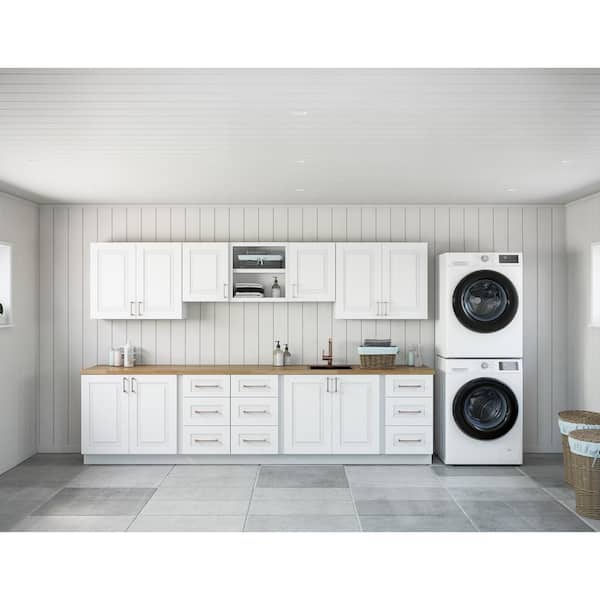 MILL'S PRIDE Greenwich Verona White Plywood Shaker Stock Ready to Assemble Kitchen-Laundry Cabinet Kit 24 in. x 84 in. x 32 in.