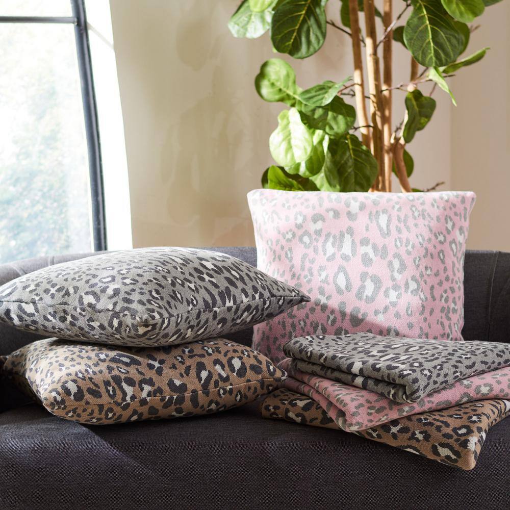 Gwynn Grey and Black Leopard Print Cotton Throw Pillow