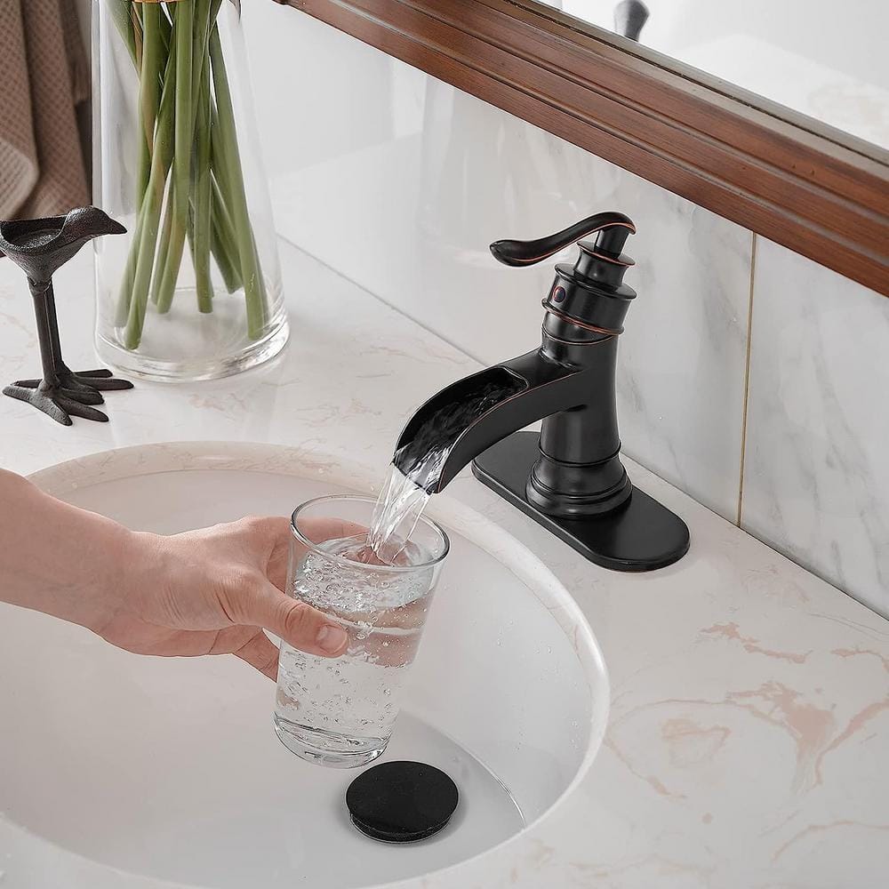 Oil Rubbed Bronze Single-Handle Waterfall Bathroom Faucet