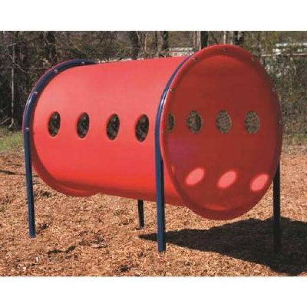 Red Rotomolded Plastic Doggie Crawl Tunnel with Powder-Coated Posts