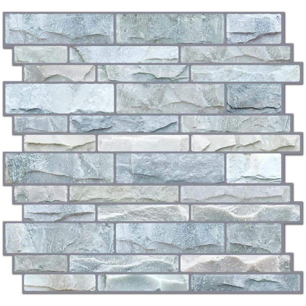 トップス pellicule sp motif stone PK Gray Cultured Stone Look 12 in. x 12 in. Vinyl Peel and Stick