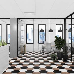 MosaiCore Pure Black 28 MIL x 12 in. W x 10 in. L Glue Down Waterproof Vinyl Tile Flooring (12.3 sqft/case)