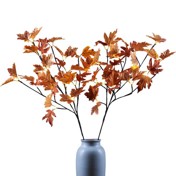 32IN 32LED Lighted Maple Leaf Branch Tree with Battery Operated Warm White LED Lights