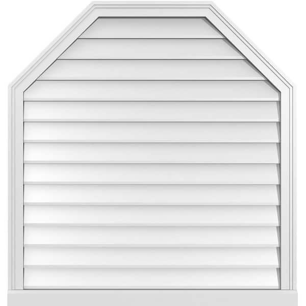 Ekena Millwork 38 in. x 40 in. Octagonal Top Surface Mount PVC Gable Vent: Decorative with Brickmould Sill Frame