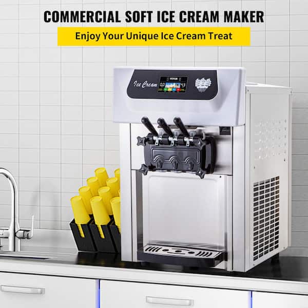 VEVOR Commercial Soft Ice Cream Maker 2.6-5.3 Gal. per Hour Frozen Yogurt  Machine 1000 Watt Countertop Soft Serve Machine DTBQLJBSMCBQLT9Q1V1 - The  Home Depot