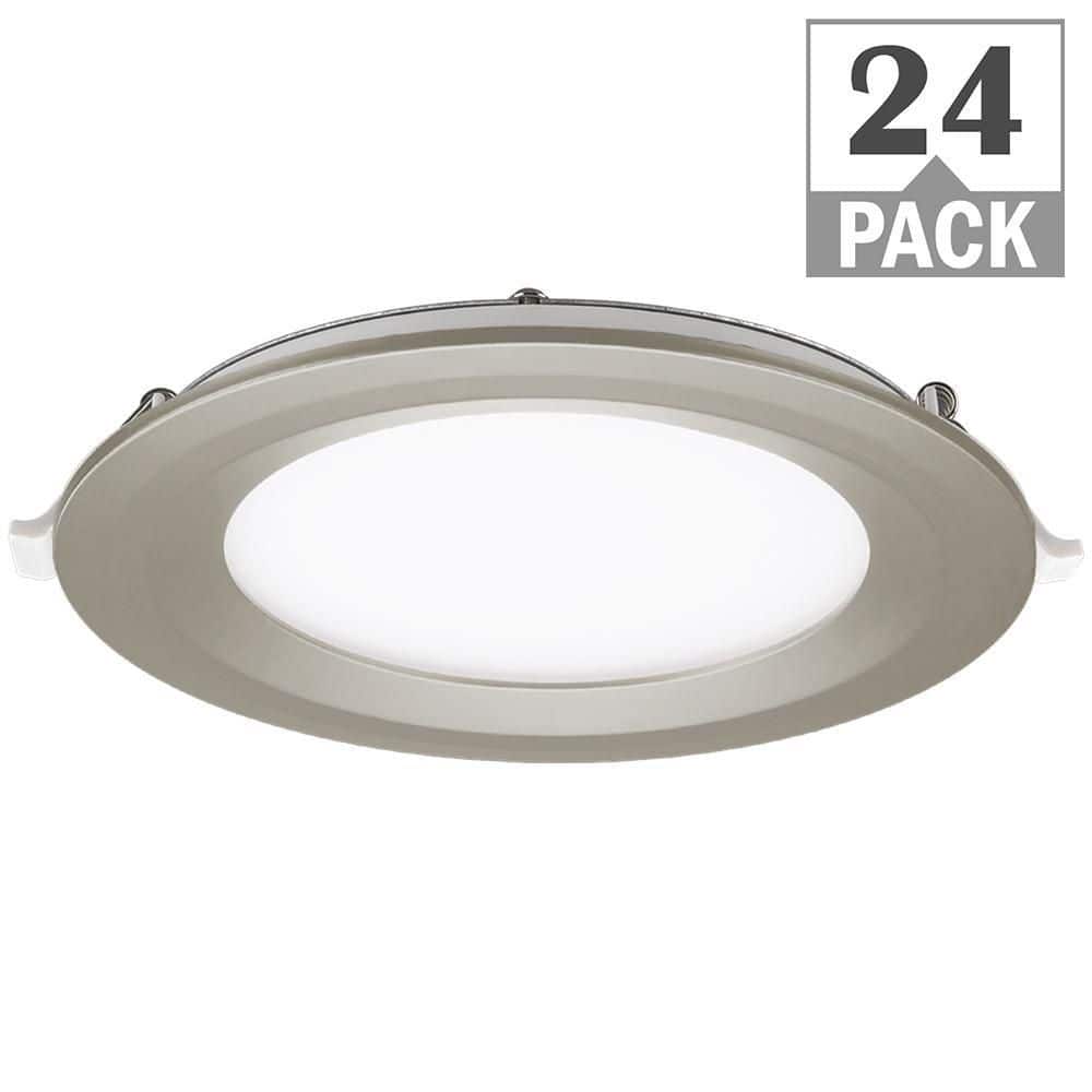 6 in. Canless Integrated LED Recessed Light Brushed Nickel Trim Kit 900 Lum