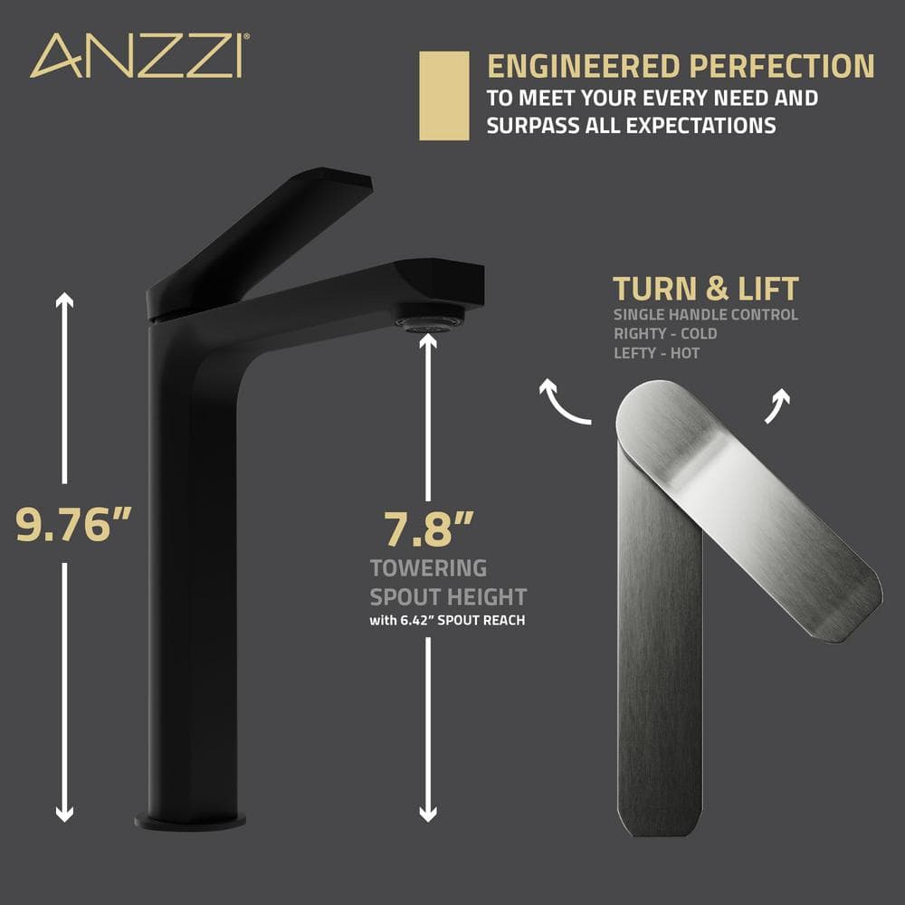 Matte Black and Brushed Nickel Single Handle Bathroom Faucet