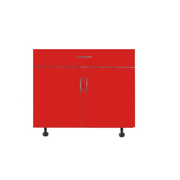Hampton Bay San Juan Series Assembled 36x34.5x24 in. Sink Base Cabinet made of High Density PVC in Red Color