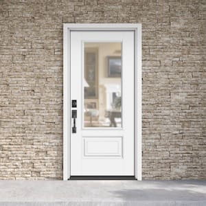 Performance Door System 36 in. x 80 in. 3/4 Lite Clear Right-Hand Inswing White Smooth Fiberglass Prehung Front Door