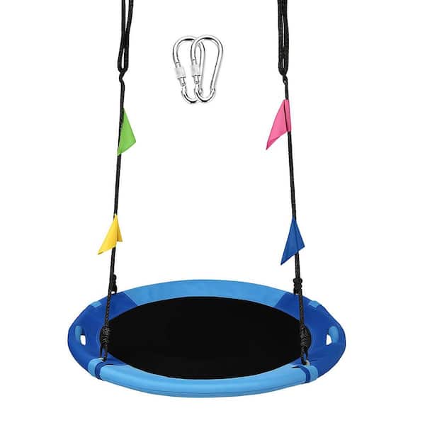 Saucer Swing Set with 360° Swivel, 43 in. Playset, Includes Hanging Straps and Carabiners, Blue and Cerulean