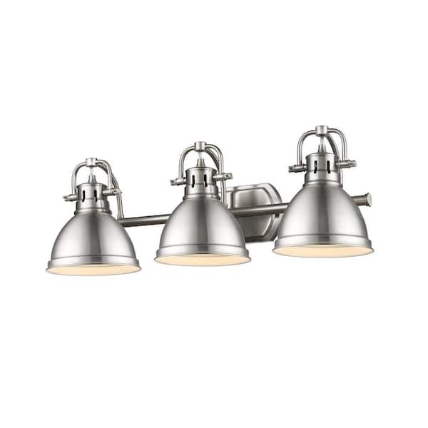 Golden Lighting Duncan 3 Light Pewter Bath Light 3602 Ba3 Pw Pw The Home Depot