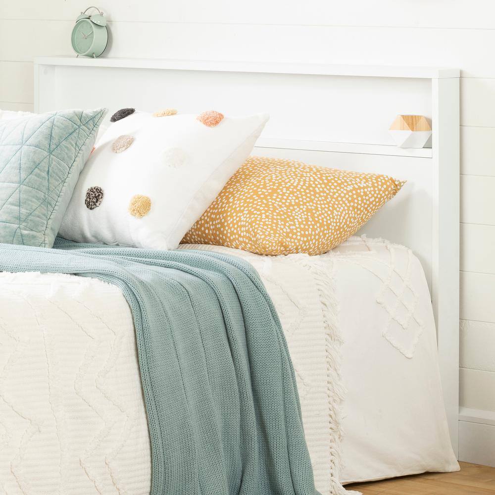 Full White Laminated Particleboard Headboard with Shelf