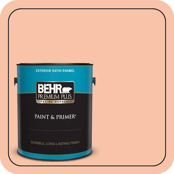 BEHR PREMIUM PLUS 1 gal. #240C-3 Peach Damask Satin Enamel Exterior Paint & Primer