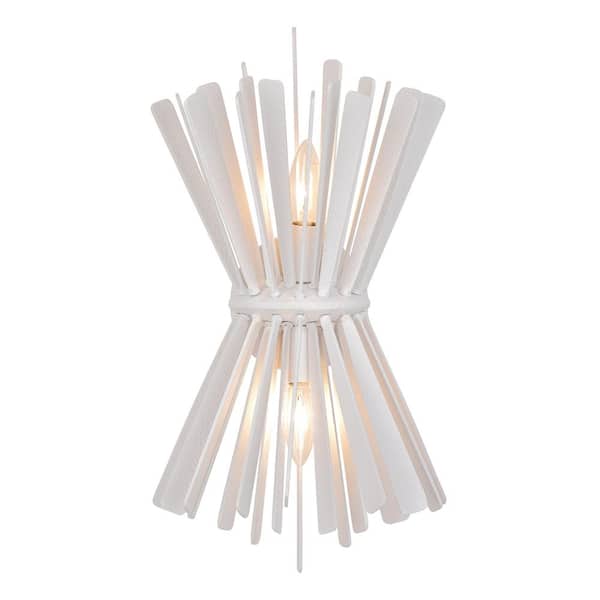 Metropolitan Confluence 2-Light Contemporary Piastre White Wall Sconce with Piastre White Metal Shade