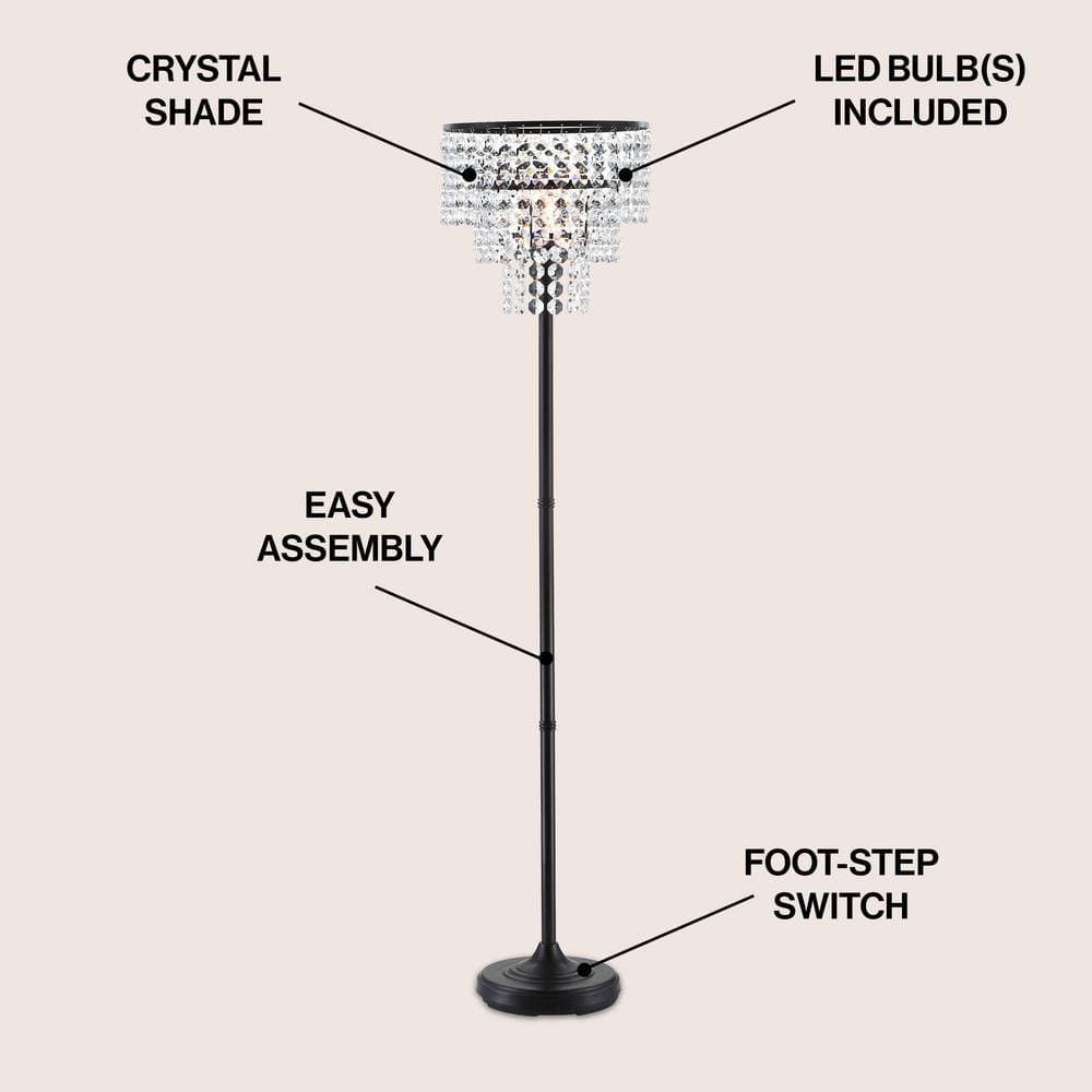 Juliette 60" Bronze Crystal Transitional Glam Floor Lamp