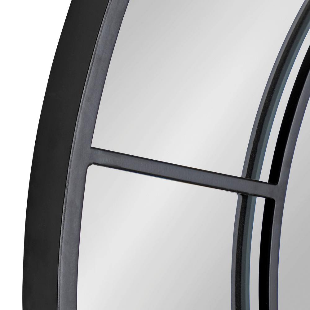 Kaveena 30" Round Black Metal Framed Wall Mirror