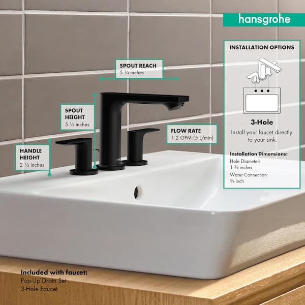 Hansgrohe Rebris E 8 in. Widespread Double Handle Bathroom Faucet