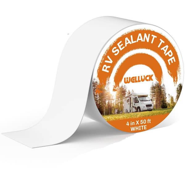 NVNOO 4 in. x 50 ft. Roof Tape for Roof Repair Camper Trailer Boat Sealing Leak Repair, UV and Waterproof, White (1-Pack)