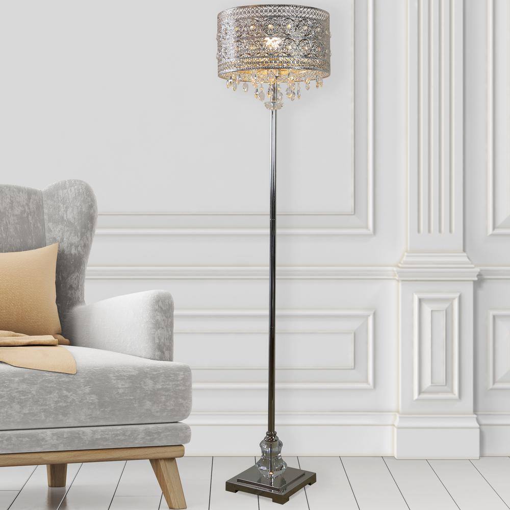 Monroe Polished Nickel 60.5" Crystal Jewel Floor Lamp
